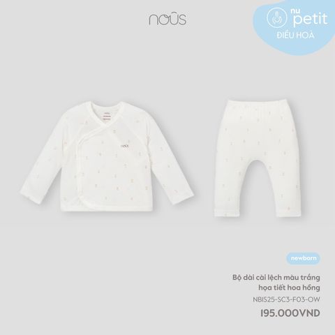 Bộ dài cài lệch màu trắng họa tiết hoa hồng Nous NB1S25-SC3-F03-OW-NB