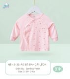 Áo dài tay Goodmama cài lệch - Trắng họa tiết - 0-3m