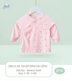 Áo dài tay Goodmama cài lệch - Trắng họa tiết - 0-3m