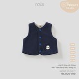 Áo gilê lông cài thẳng màu xanh navy thêu trang trí Nous