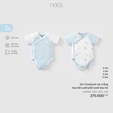 Set 2 bodysuit cộc trắng họa tiết sushi phối xanh bạc hà Nous