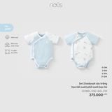 Set 2 bodysuit cộc trắng họa tiết sushi phối xanh bạc hà Nous