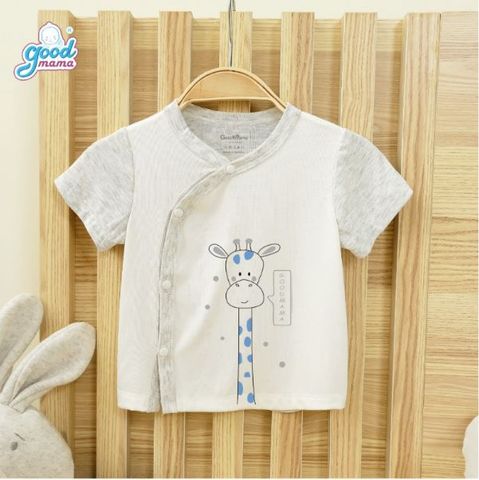 Áo cộc tay Goodmama cài lệch - Trắng - 0-3m