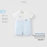 Bộ liền cộc tay màu trắng phối xanh da trời nhạt Nous