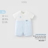 Bộ liền cộc tay màu trắng phối xanh da trời nhạt Nous