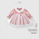 Váy dài màu hồng nhạt phối lưới trắng đính nơ Nous