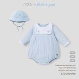Bodysuit dài tay kèm mũ màu xanh phối trắng Nous