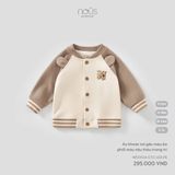 Áo khoác tai gấu màu be phối màu nâu thêu trang trí Nous