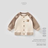 Áo khoác tai gấu màu be phối màu nâu thêu trang trí Nous