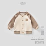 Áo khoác tai gấu màu be phối màu nâu thêu trang trí Nous