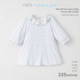 Váy dài tay màu trắng in họa tiết cổ bèo Nous