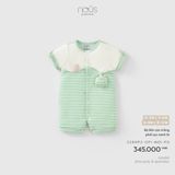 Bộ liền cộc trắng phối sọc xanh lá Nous