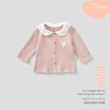 Áo cardigan dài tay màu hồng thêu trang trí Nous