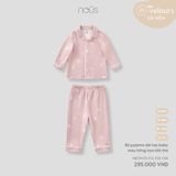 Bộ pyjama dài tay baby màu hồng họa tiết thỏ Nous