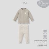 Bộ dài giữ nhiệt chui đầu áo màu nâu phối quần kẻ Nous