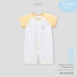 Bộ liền cộc kẻ caro trắng phối vàng Nous NB2S25-OP1-M02-OW-0M