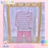 Bộ dài tay BonChi ni - Trắng nâu - 6-12m