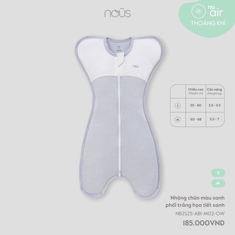 Nhộng chũn màu xanh phối trắng họa tiết xanh Nous NB2S25-AB1-M02-OW-S