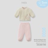 Bộ dài cài thẳng áo màu be phối quần hồng nhạt Nous