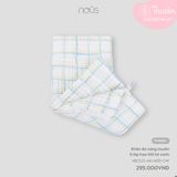 Khăn đa năng muslin 6 lớp họa tiết kẻ xanh Nous NB2S25-AK1-M05-OW-FS