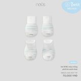 Set bao tay bao chân màu trắng phối kẻ xanh nhạt Nous