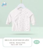 Áo dài tay Goodmama cài lệch - Trắng họa tiết - 0-3m