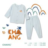 Bộ dài tay Chaang cúc giữa - vàng - 0-3m