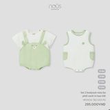 Set 2 bodysuit màu be phối xanh in họa tiết Nous NP2W24-TB2-U03-PG-0M