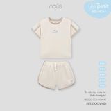 Bộ cộc tay màu be thêu trang trí Nous NB3S25-SC2-M04-PE-6M