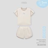 Bộ cộc tay màu be thêu trang trí Nous NB3S25-SC2-M04-PE-6M