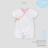 Bộ liền cộc vạt lệch màu trắng họa tiết thỏ hồng Nous NB2S25-OP1-F02-OW-0M