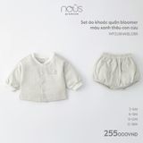 Set áo khoác quần bloomer màu xanh thêu con cừu Nous