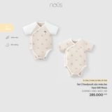 Set 2 bodysuit cộc màu be họa tiết Nous Nous