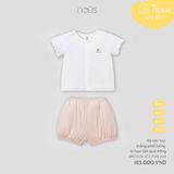 Bộ cộc tay trắng phối hồng in họa tiết quả hồng Nous