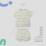 Bộ cộc tay kẻ trắng xanh lá Nous NL2S25-SC2-M03-TG-0M