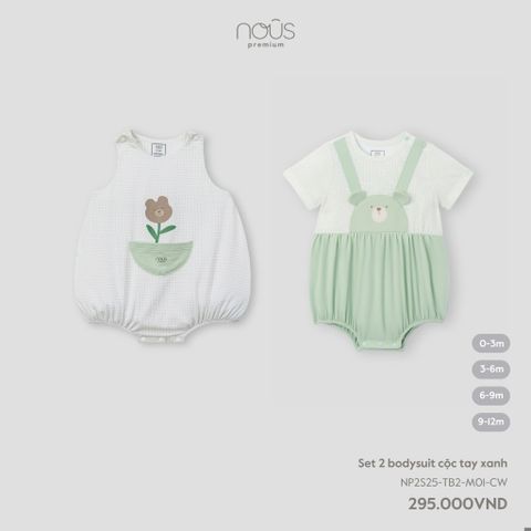 Set 2 bodysuit cộc tay xanh Nous NP2S25-TB2-M01-CW-0M
