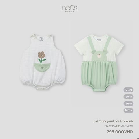 Set 2 bodysuit cộc tay xanh Nous NP2S25-TB2-M01-CW-0M