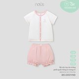 Bộ cộc tay áo trắng phối quần hồng in trang trí Nous NB2W24-SC2-F01-PM-0M