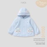 Áo khoác dài tay có mũ màu xanh thêu trang trí Nous