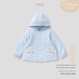 Áo khoác dài tay có mũ màu xanh thêu trang trí Nous