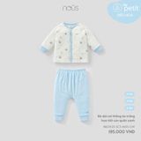 Bộ dài cài thẳng áo trắng họa tiết cún quần xanh Nous