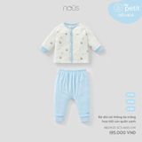 Bộ dài cài thẳng áo trắng họa tiết cún quần xanh Nous