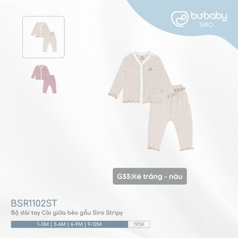 Bộ dài tay Cài giữa bèo gấu Siro Stripy Bubaby
