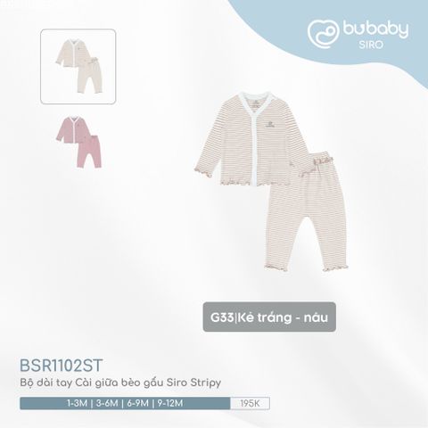 Bộ dài tay Cài giữa bèo gấu Siro Stripy Bubaby