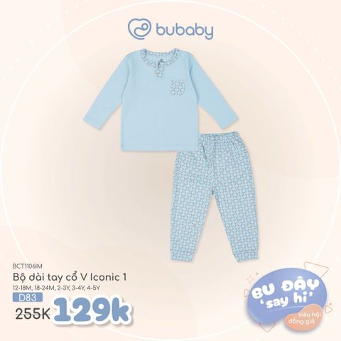 Bộ dài tay cổ V Iconic 1 Bubaby BCT1106IM.18MD83