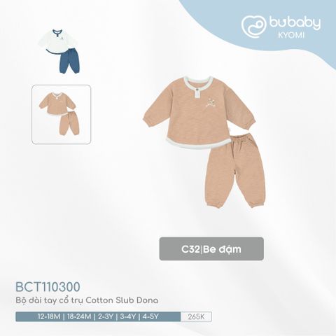 Bộ dài tay cổ trụ Cotton Slub Dona Bubaby BCT110300.03YC32