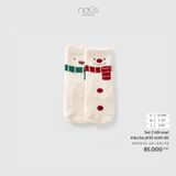Set 2 tất noel màu be phối xanh đỏ Nous