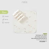 Set 5 khăn sữa bamboo màu trắng họa tiết mèo kéo xe Nous