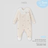 Bộ liền dài tất màu be họa tiết con cáo phối trắng Nous