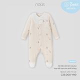 Bộ liền dài tất màu be họa tiết con cáo phối trắng Nous